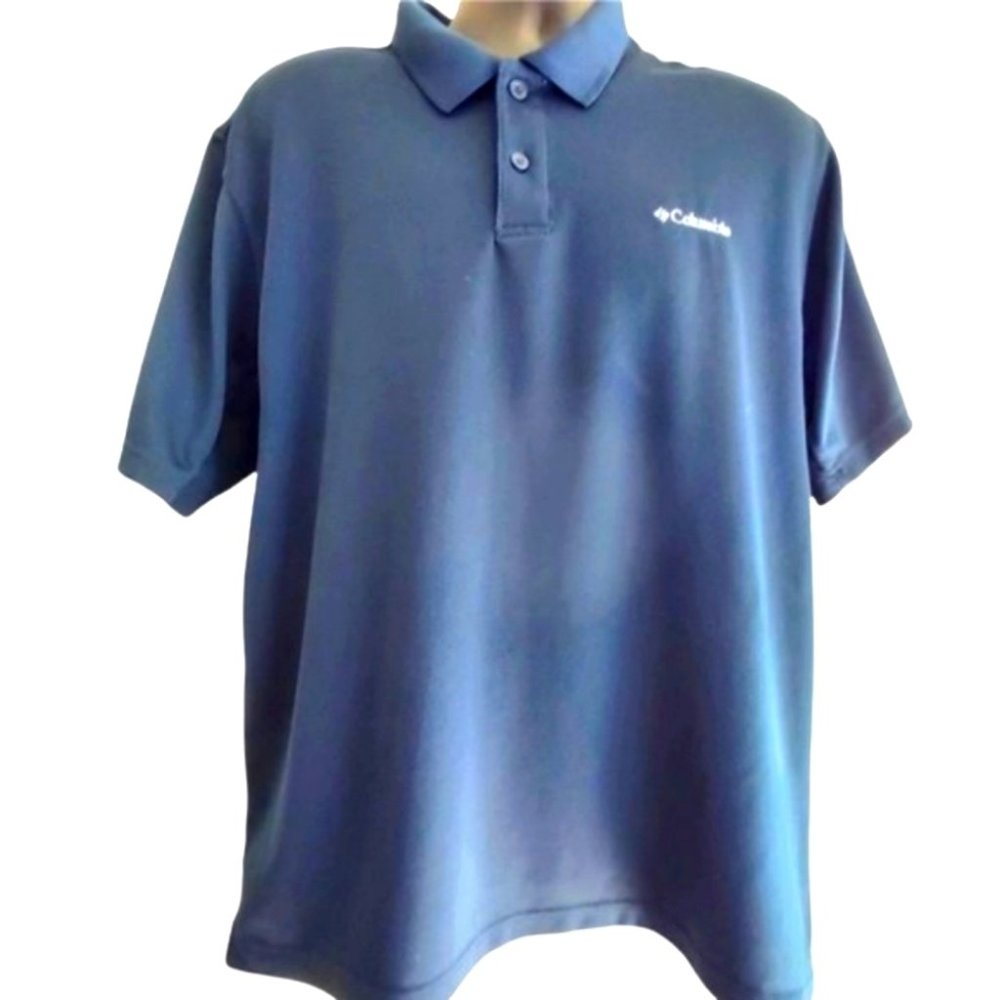 COLUMBIA | Men's Omni-Shade Polo Shirt Navy Blue Size Large